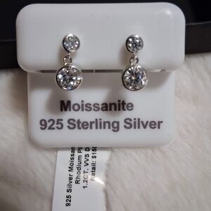 925 Sterling Silver/Moissanite Dangle Pushbacks